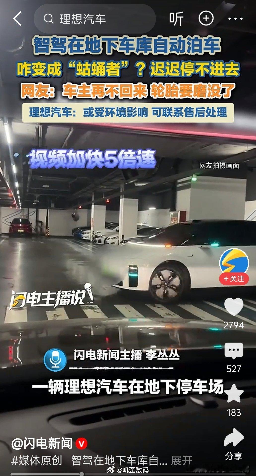 理想开智驾自动泊车，结果来来回回地调整…… 