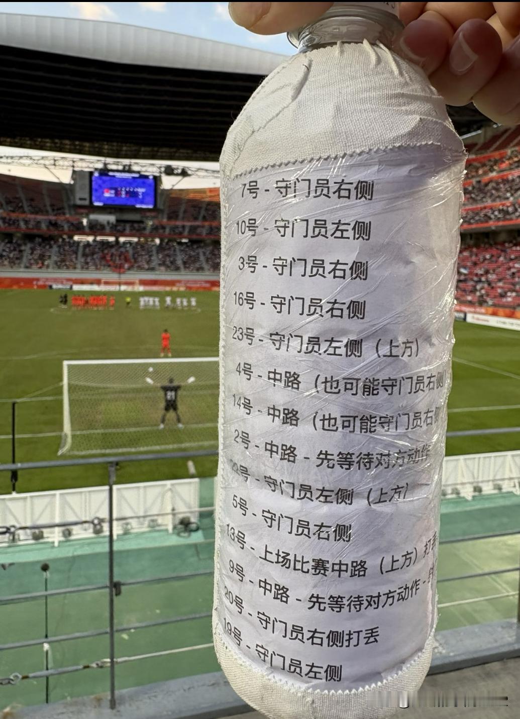 U23铜牌之争，国足与乌兹别克男足队打点球的时候，有人说李昊的饮水瓶贴的这个。