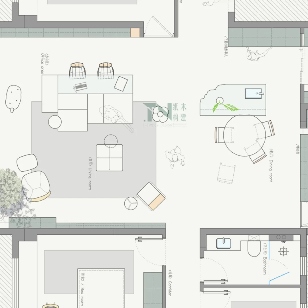 户型改造｜大横厅里的学习区该放哪？