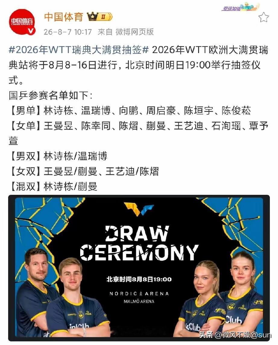 横滨冠军赛还在如火如荼进行中，没想到瑞典大满贯明天就开始抽签了。

这比赛真的是