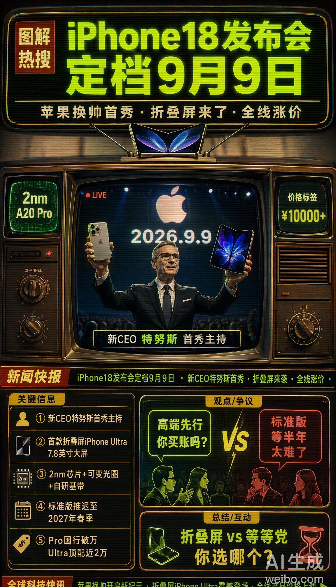 综合彭博社古尔曼及多方供应链消息，苹果今年秋季发布会大概率锁定9月9日（周三），
