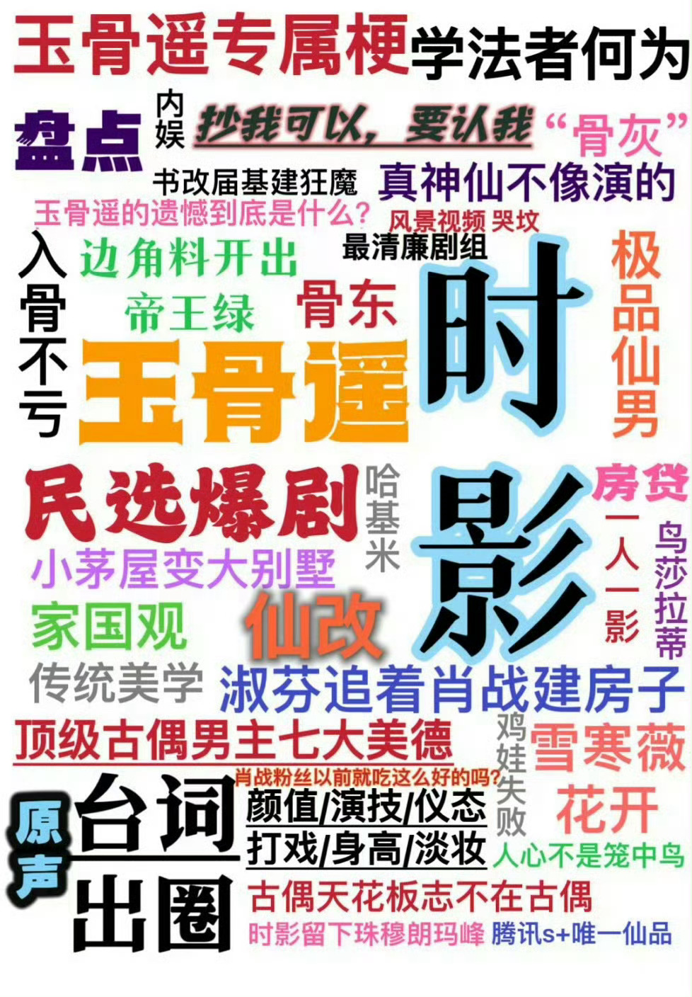 玉骨遥那些年莫名其妙被偷的剧宣梗。“民选爆剧”“骨东”“入骨不亏”“哈基米”“哭