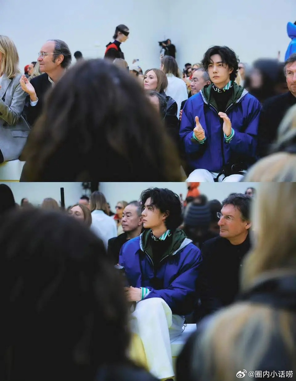 王一博待遇真好。罗意威秀场主C区唯一亚洲面孔，乘坐1号车入场跟LVMH集团CEO