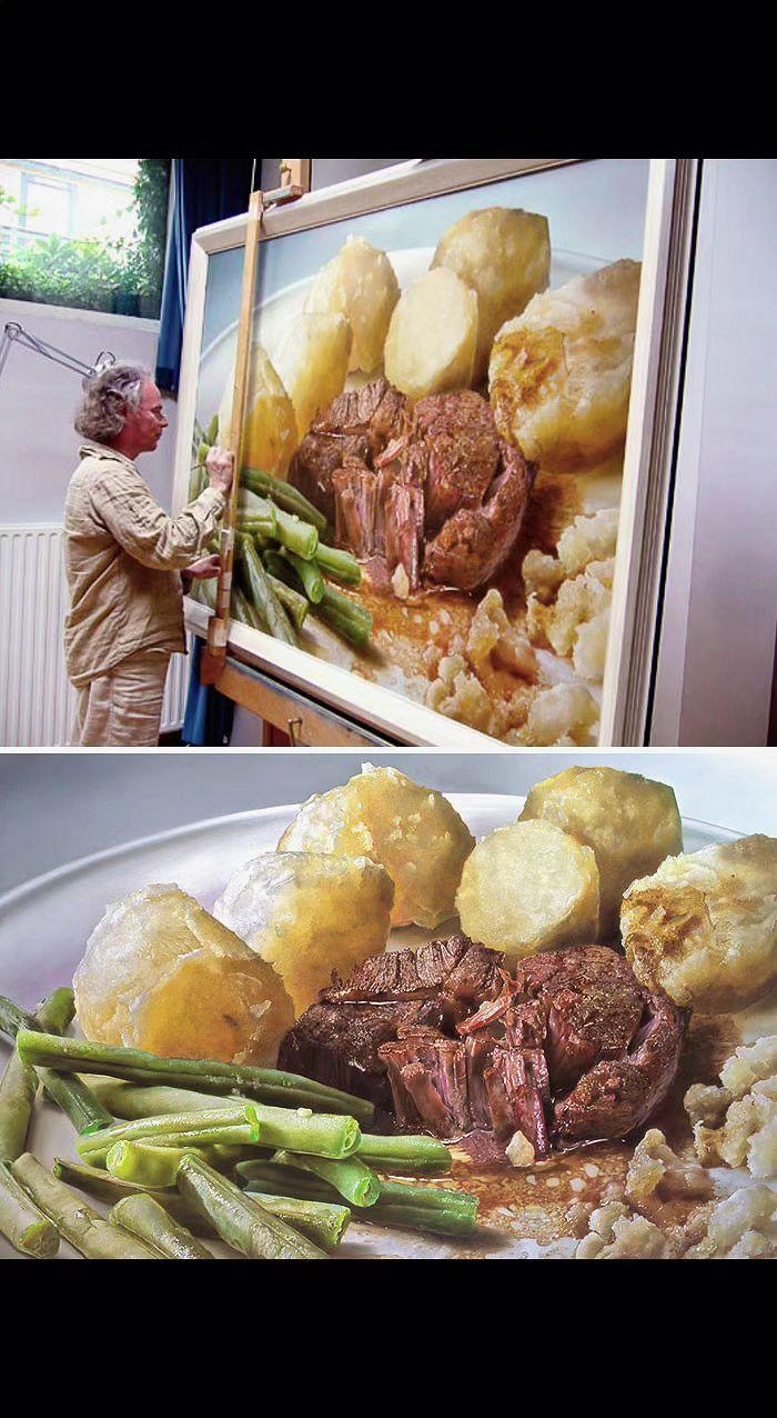 🎨颜料竟能煮出肉香？笔触是刀叉，画布作餐盘🍽️。艺术喂饱灵魂，眼睛先尝为敬！