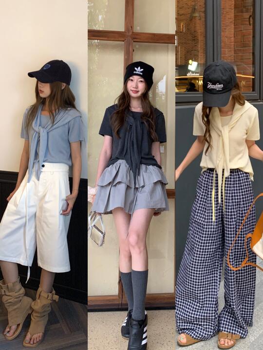 OOTD｜是韩系披肩针织T恤的穿搭