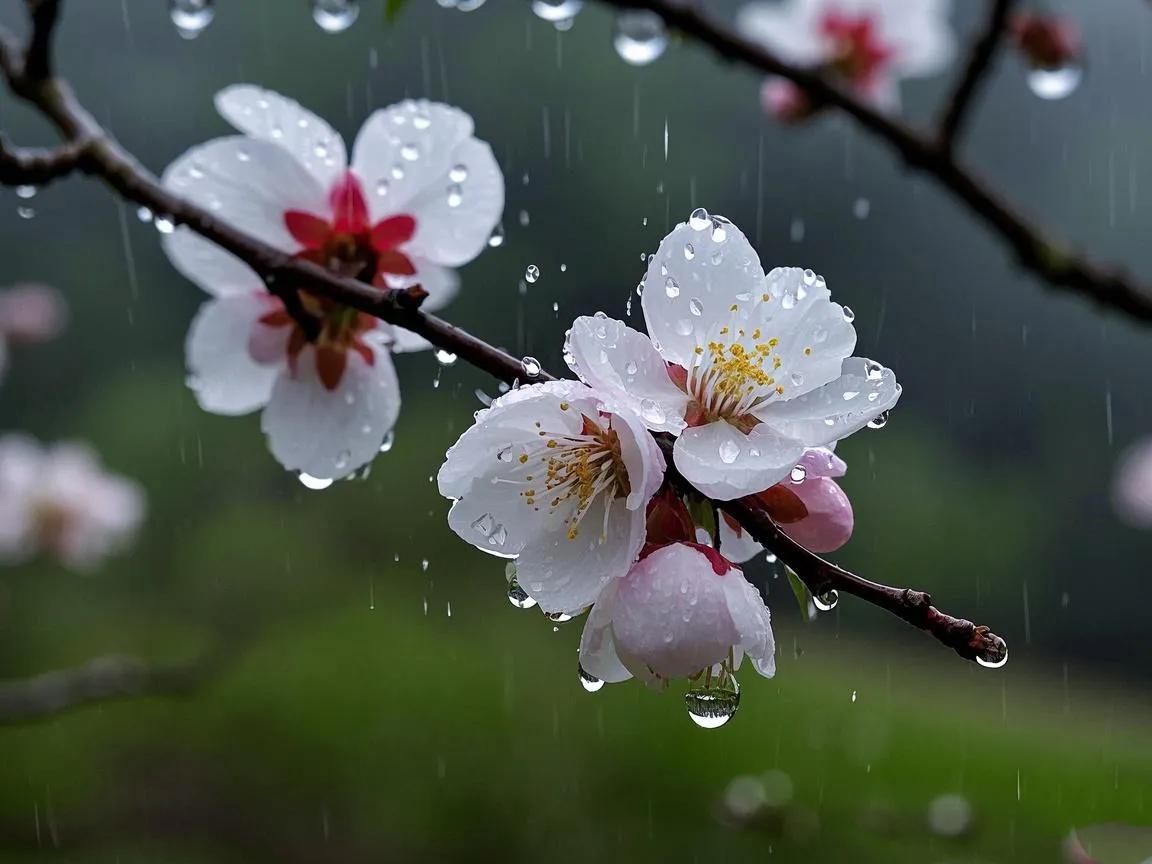 上联：杏花含泪雨中泣
下联：[火炬][火炬][火炬]