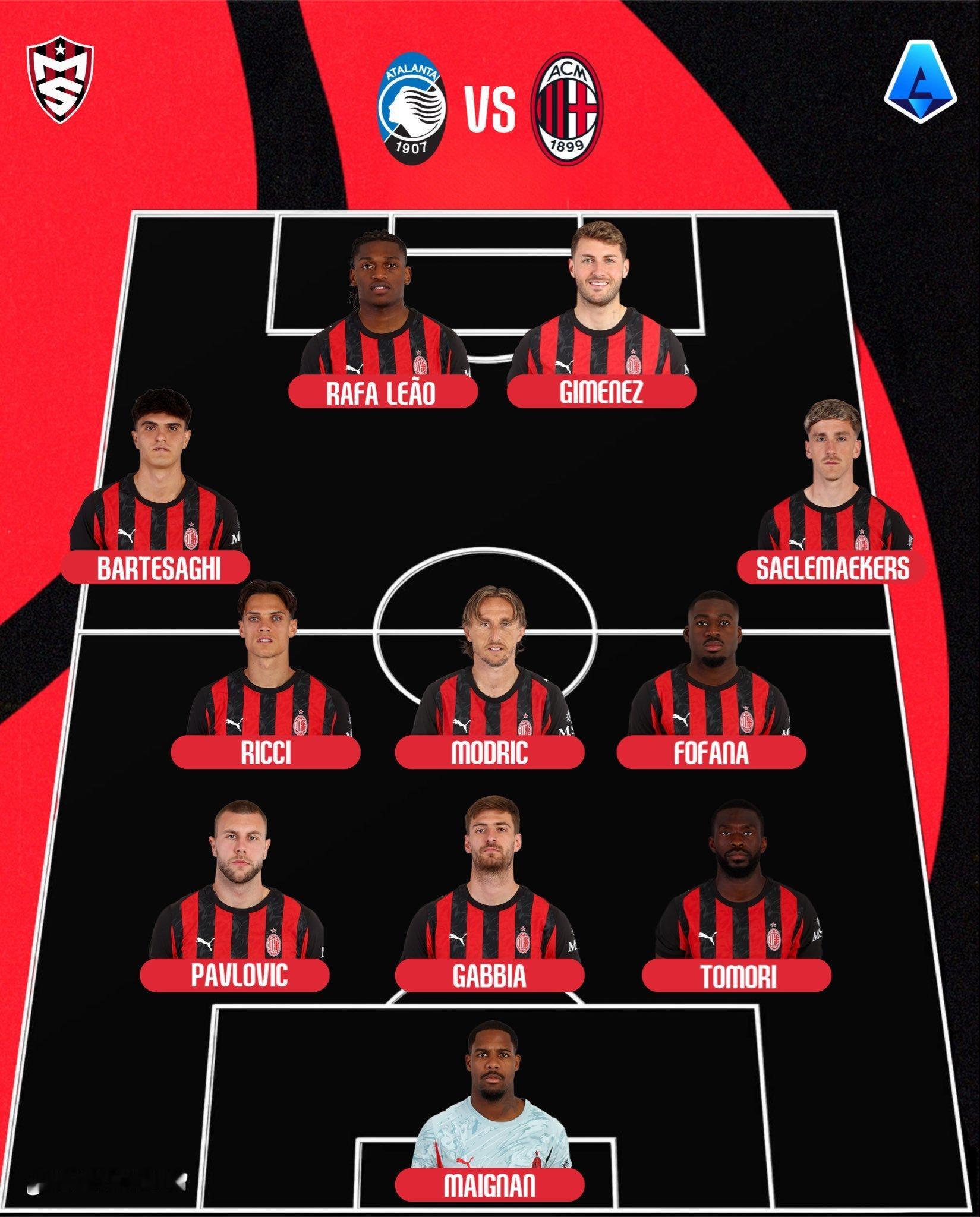 AC米兰[超话] 原来今晚有比赛，穆萨、丹尼尔、CDK、帕沙利奇、布雷夏尼尼、斯