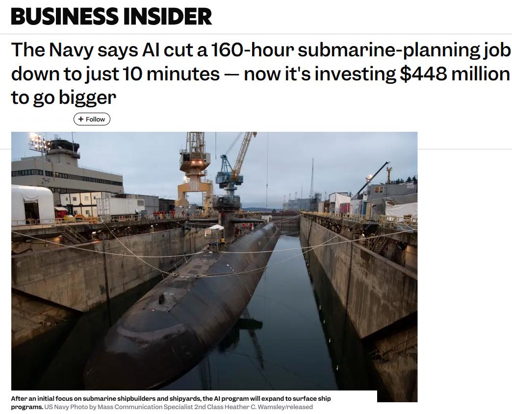 MD一等人表示：人工智能把一项需要 160 小时的潜艇规划工作缩短到了 10 分