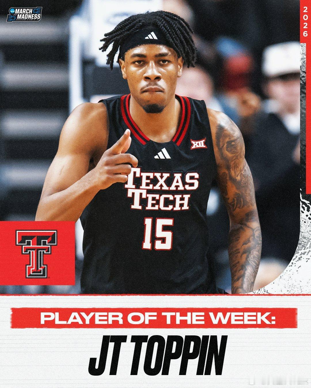 NCAA官网第15周NCAA男篮最佳球队：威斯康辛大学，最佳球员：JT Topp