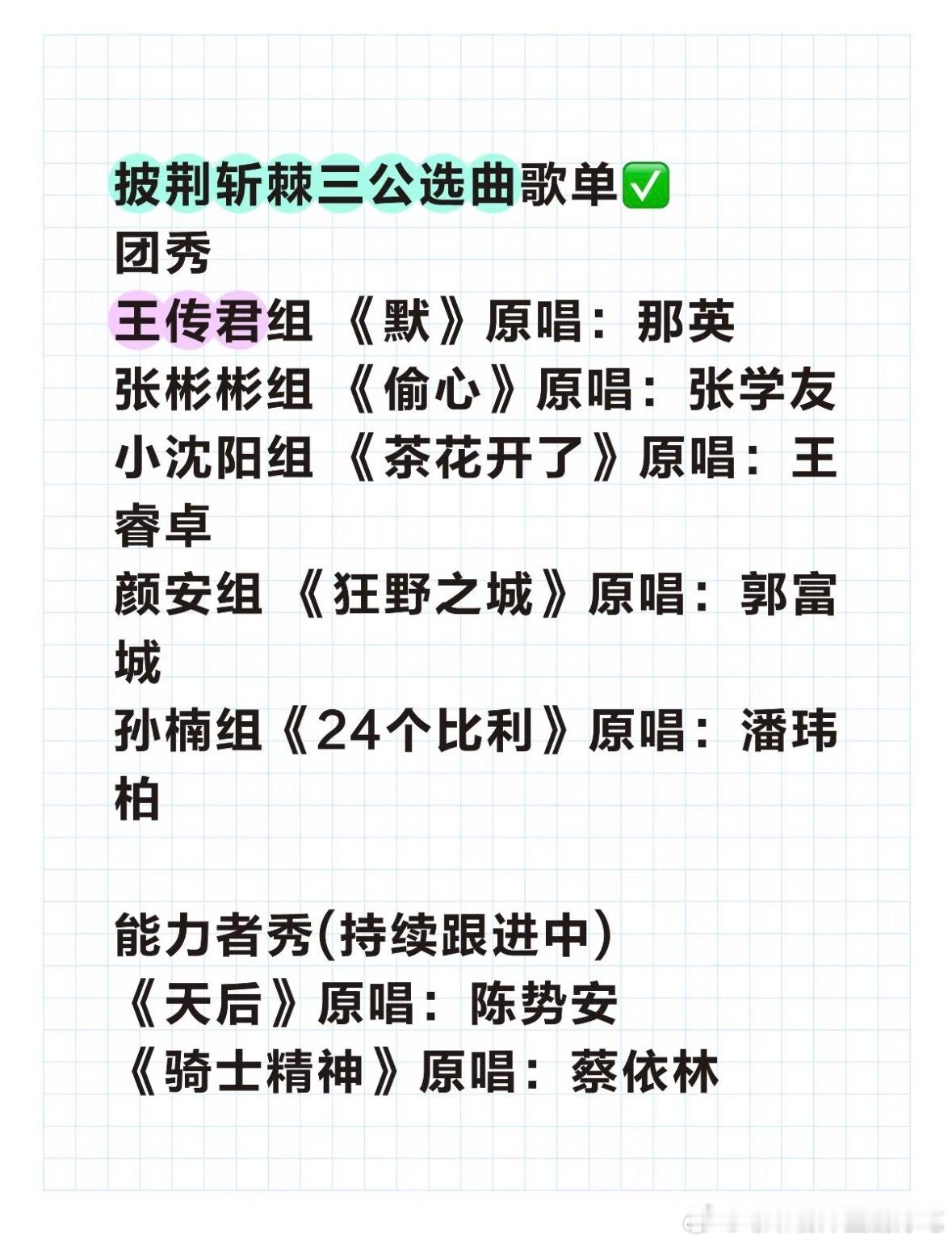 披荆斩棘2026三公选曲：披荆斩棘 ​​​