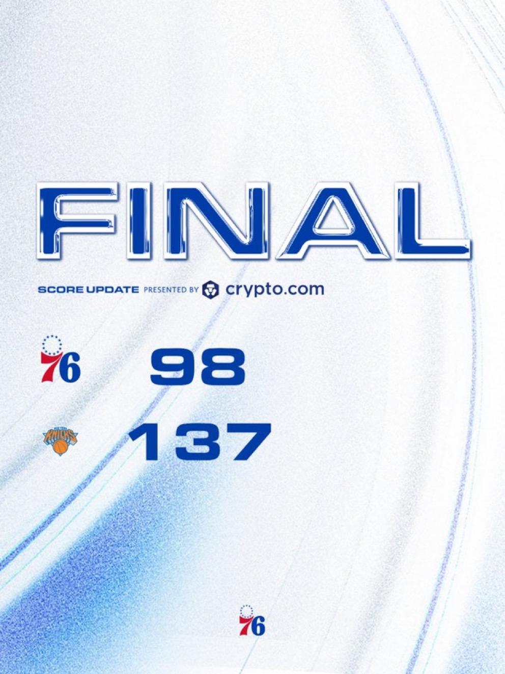 5月5日NBA季后赛半决赛战报（2场）：

76人98-137尼克斯，总比分0-