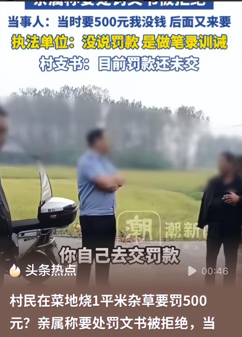 河南信阳固始县，一位53岁的大姐在自家菜地里烧了一小堆杂草，满打满算1平方米，执