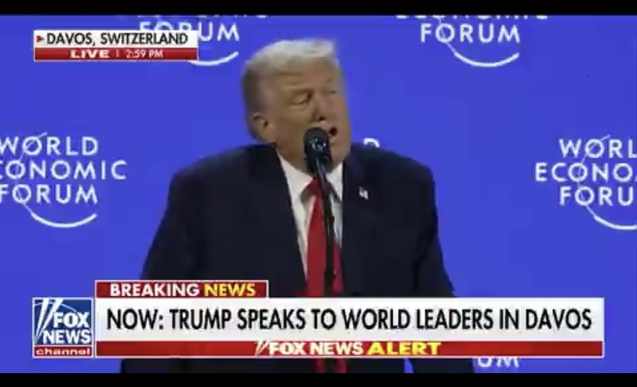 特朗普在瑞士达沃斯世界经济论坛上发表讲话，谈及格陵兰岛，他告诉世界各国领导人，除