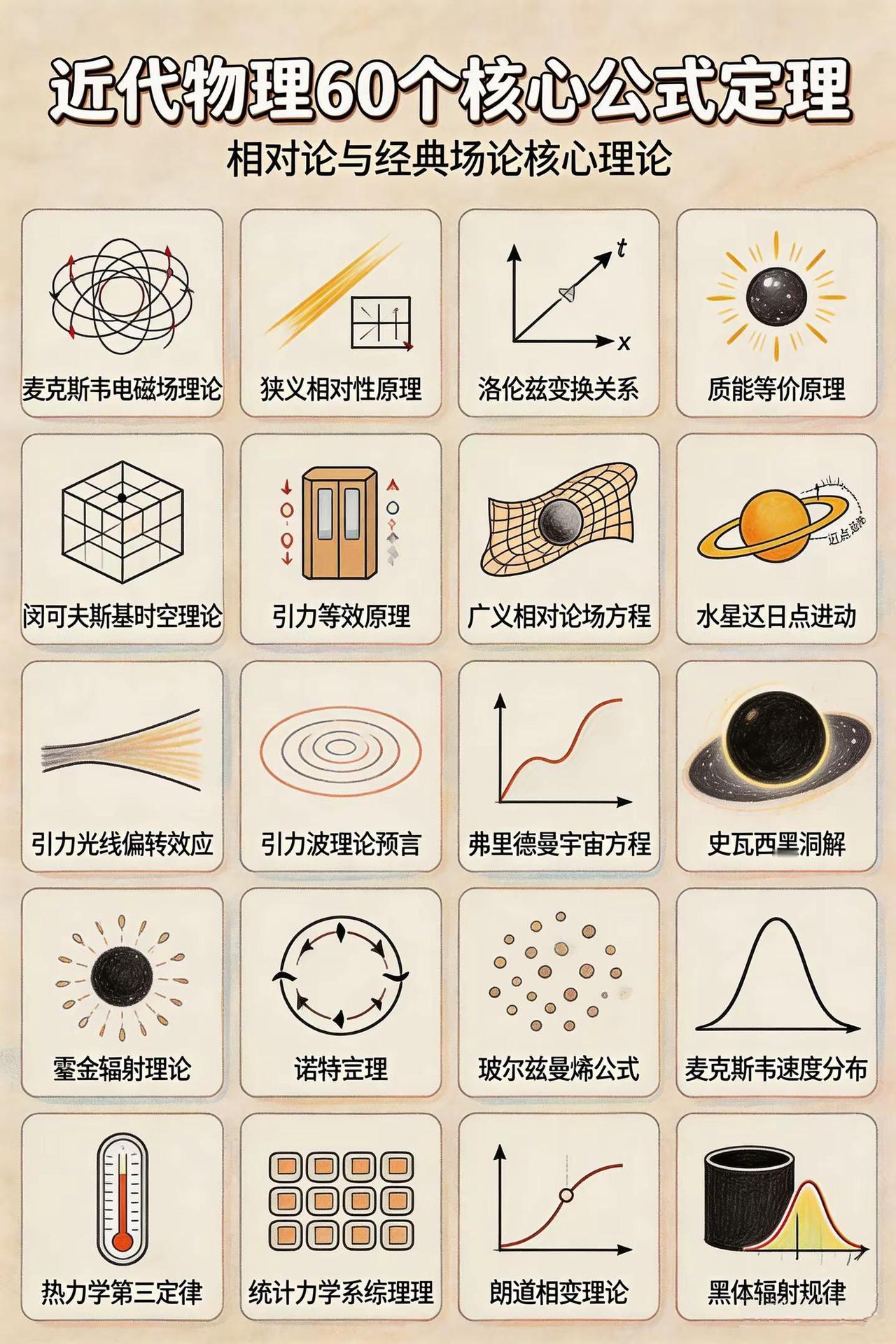 近代物理60个核心公式定理。基础科学 物理
