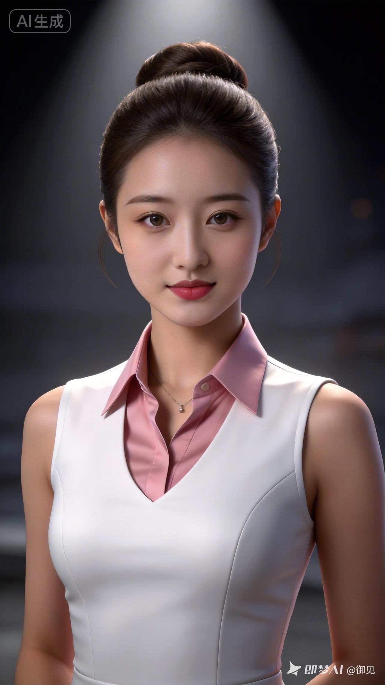 优雅职场风，粉色衬衫与白色背心搭配，尽显女性魅力！