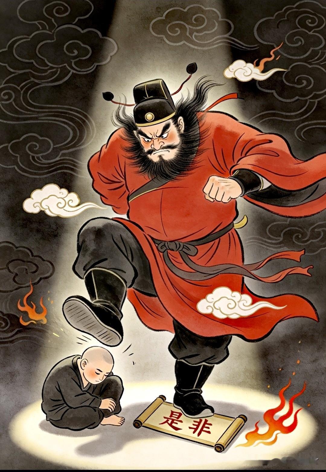 借钟馗之威，横扫霉运阴霾，左脚踢走小人，右脚踩住是非。从此路路畅通，顺风顺水，好