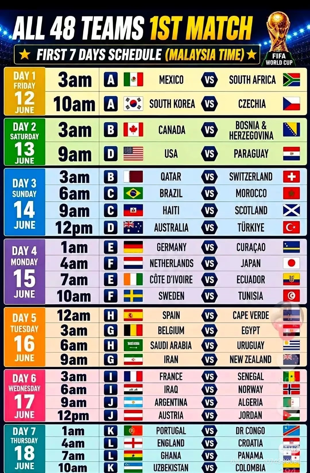世界杯2026世界杯首轮赛程🇸🇬🇲🇾｜先收藏再说！世界杯终于来了！🥹帮