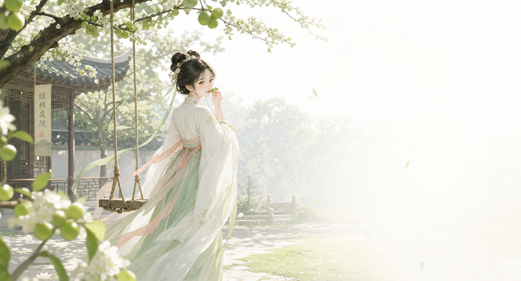 李清照《点绛唇·蹴罢秋千》李清照写的不是大道理，而是少女刚从秋千上下来、额间有汗