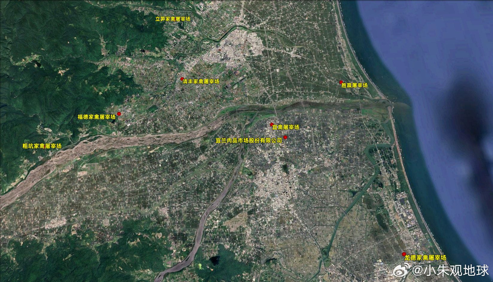 中国台湾省 岛上的鸡鸭鹅猪牛羊屠宰场地图