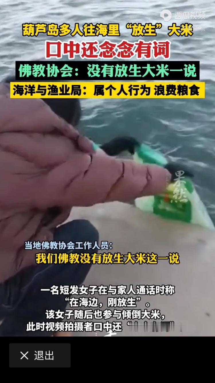 放生大米回归大海，其实显示了现在丰衣足食，天下太平的社会，人们心里存在的善念无处