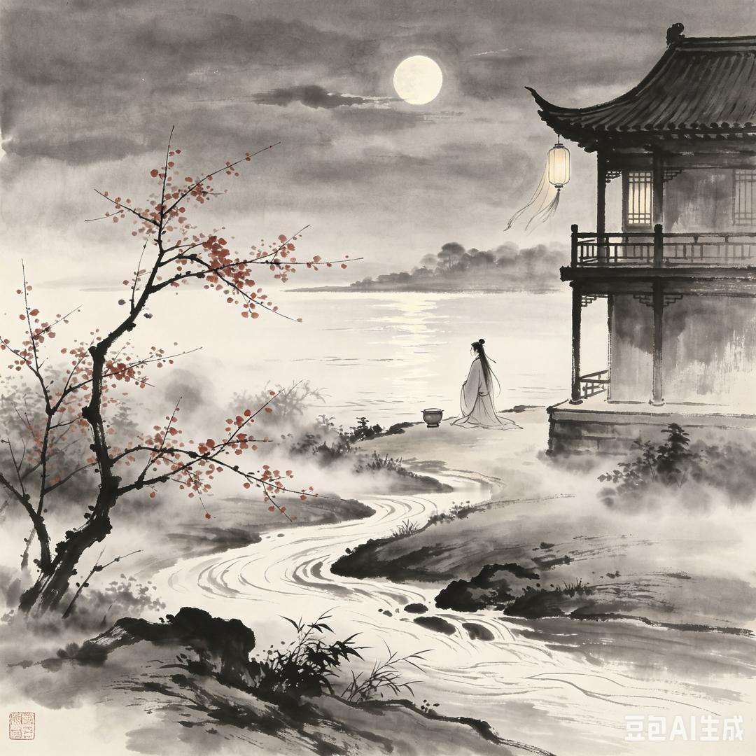 《清平乐·江梅夜望》珠乡小女

清辉如水，浸遍寒汀苇。
梅萼疏疏凝冷蕊，楼外灯痕