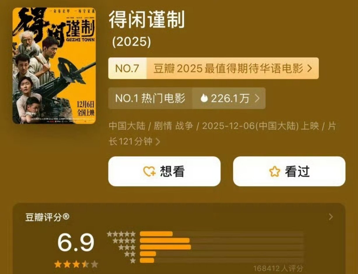 还能更低，5.5吧得闲谨制豆瓣开分6.9