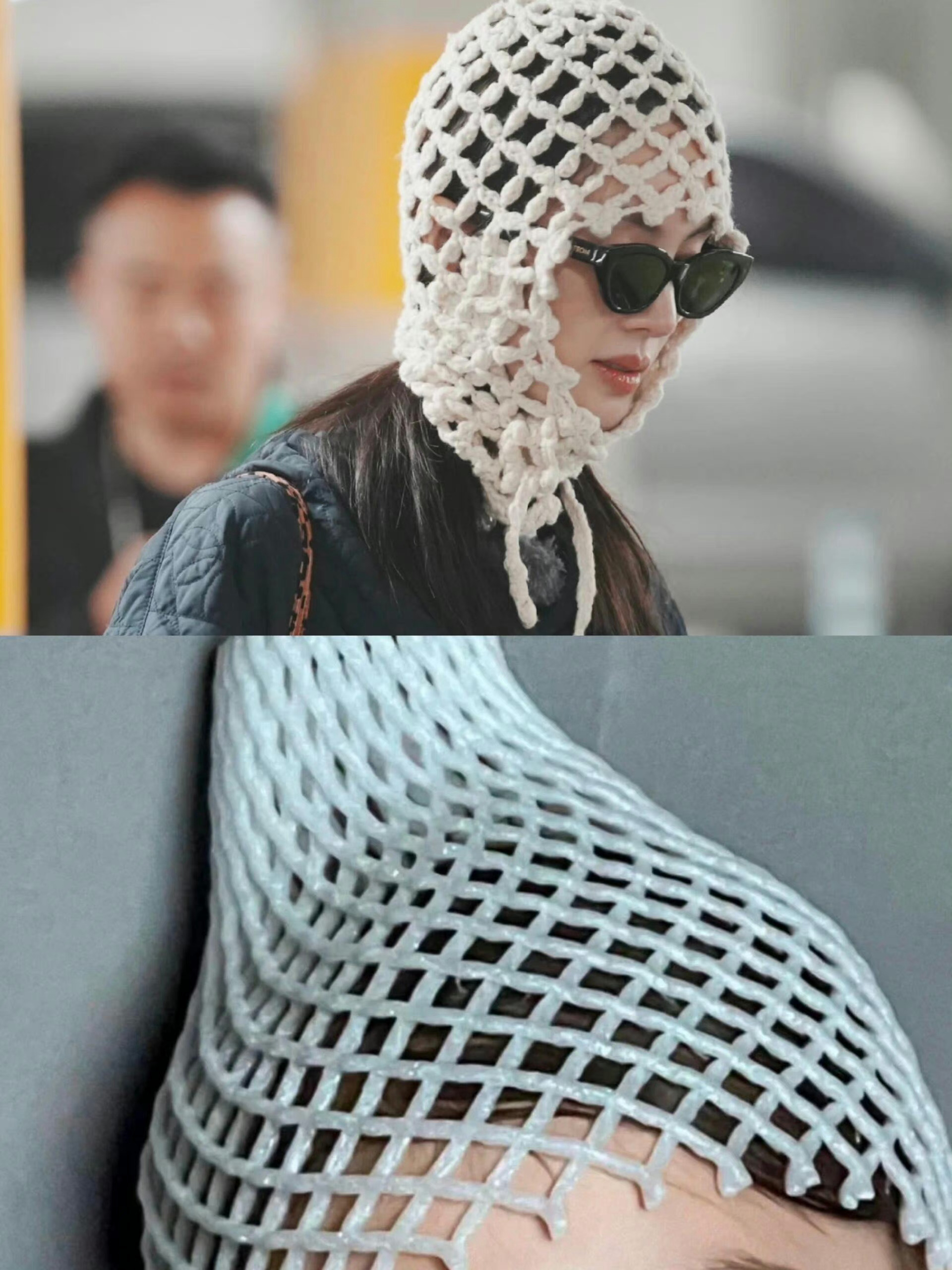 金晨这是把套苹果的塑料戴在了头上吗？有点不懂这样的审美了 ​​​