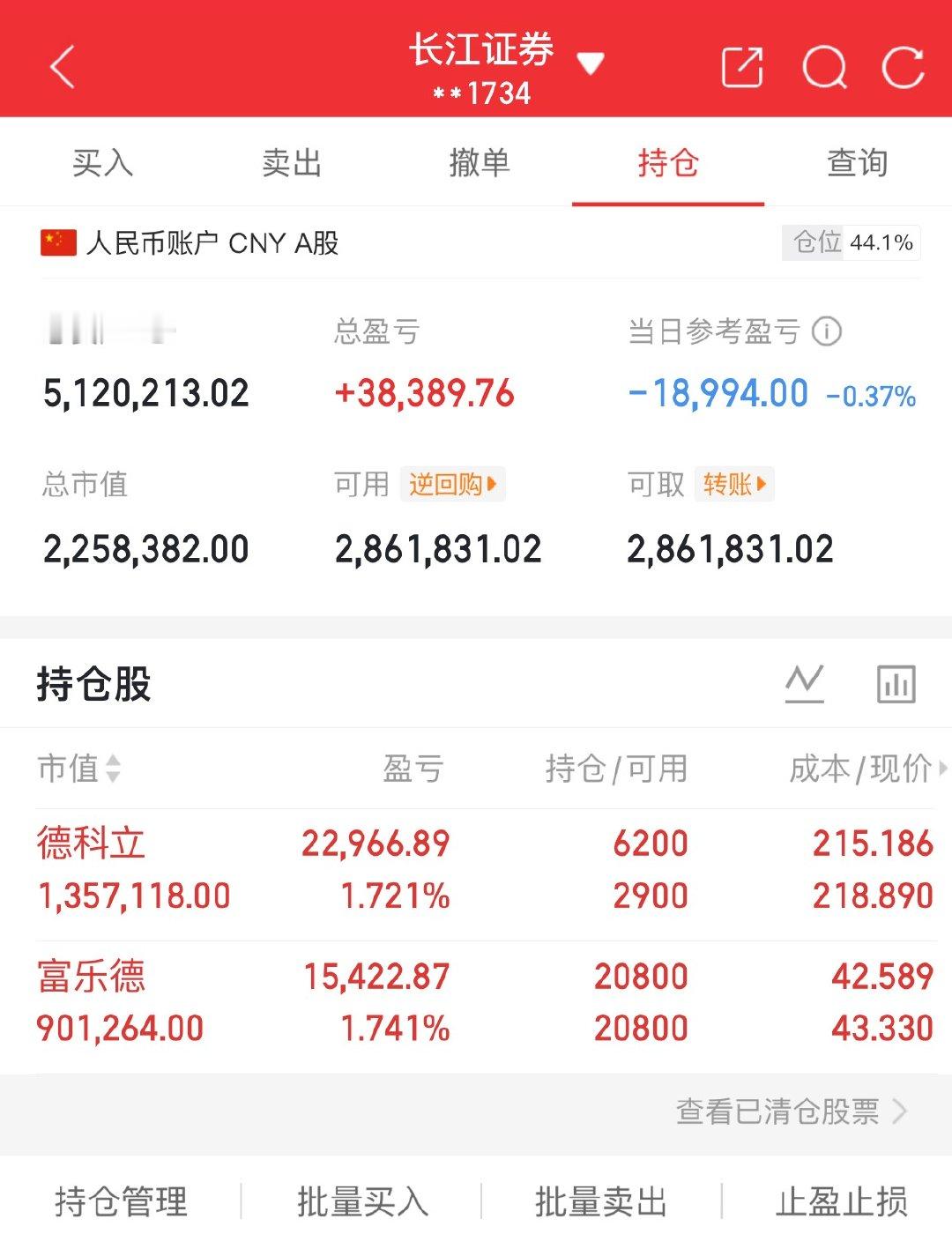 今天都没怎么动 就给德科立加了仓 ​​​