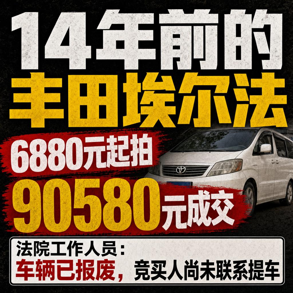 14年报废埃尔法拍卖翻13倍 情怀买单需理性
一辆14年车龄的丰田埃尔法，在沈阳
