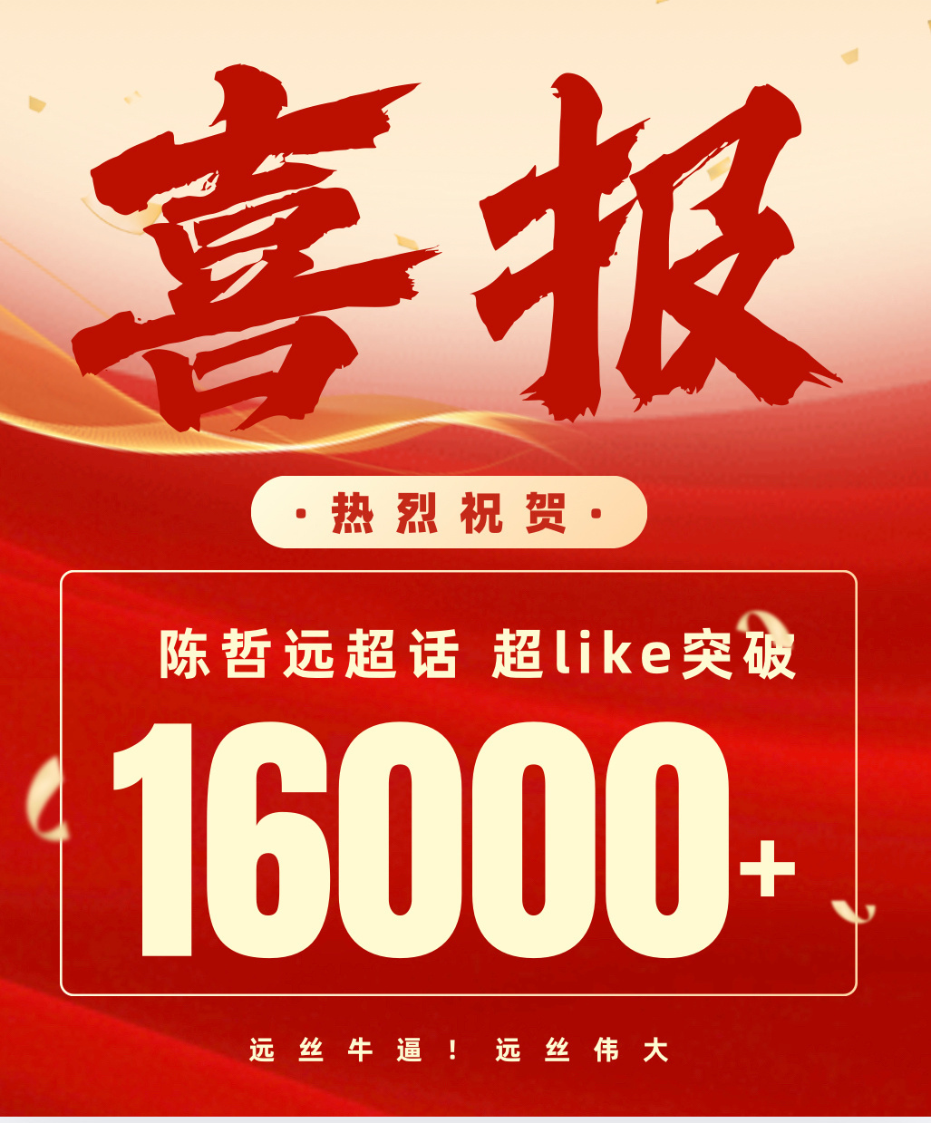 陈哲远粉丝挺活跃，超like已达到16000，符合预备役顶流的体感。