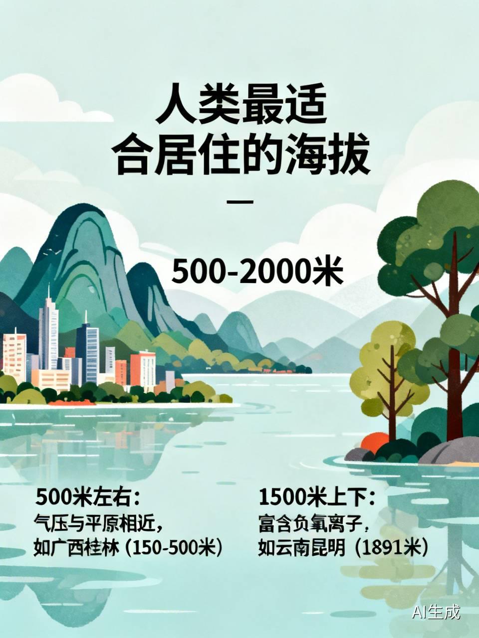 适合人类居住的海拔是紗？
       要说人类最适合居住的海拔，一般是500 