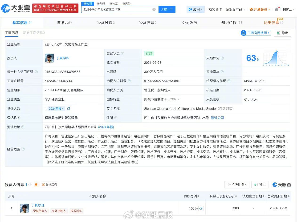 【#丁真名下工作室因欠税被公告#，#丁真名下工作室欠税3.4万被公告#】记者查询