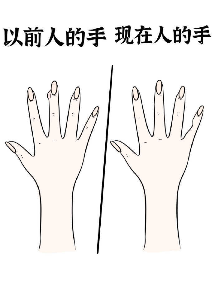 以前人的手vs现在人的手 