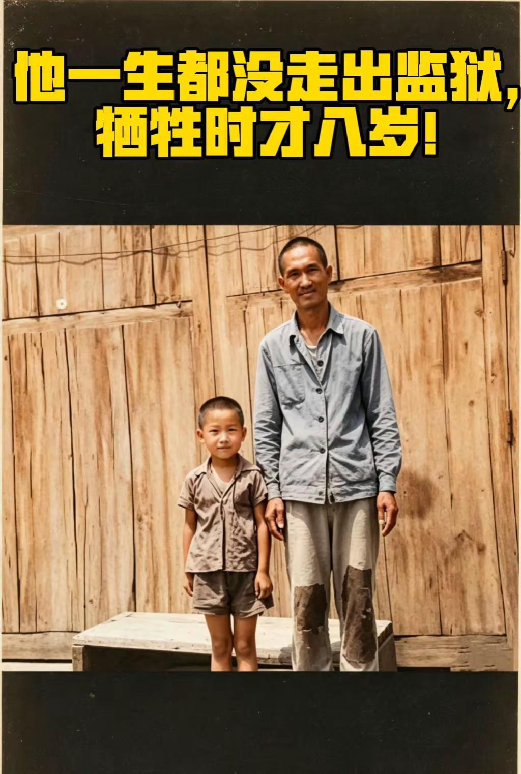 这张照片是小萝卜头宋振中和父亲宋绮云，在重庆中美合作所集中营里的合影，拍摄于19