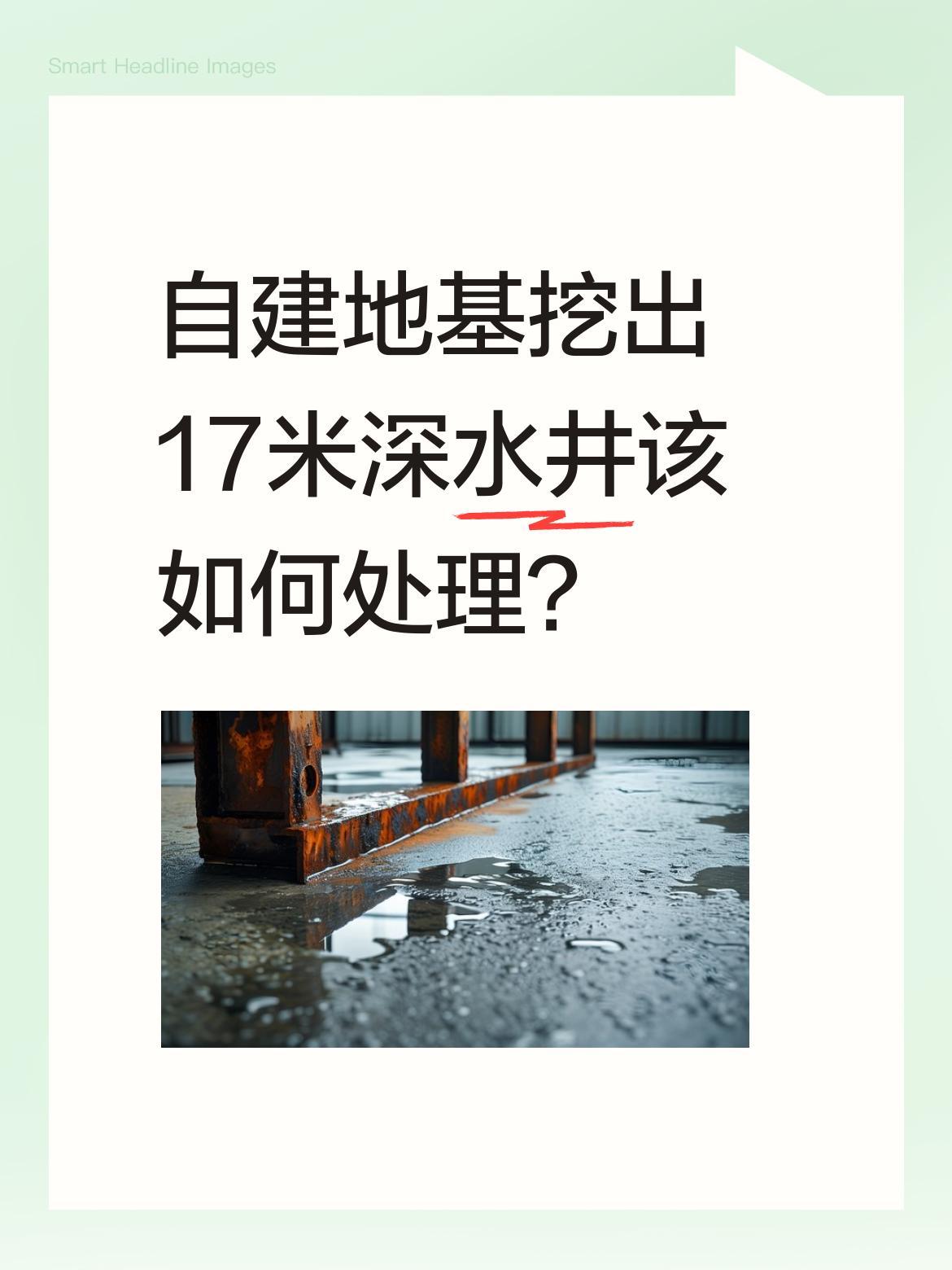 自建地基挖出17米深水井该如何处理？
有老乡反映，农村自建房挖地基时，在主墙位置