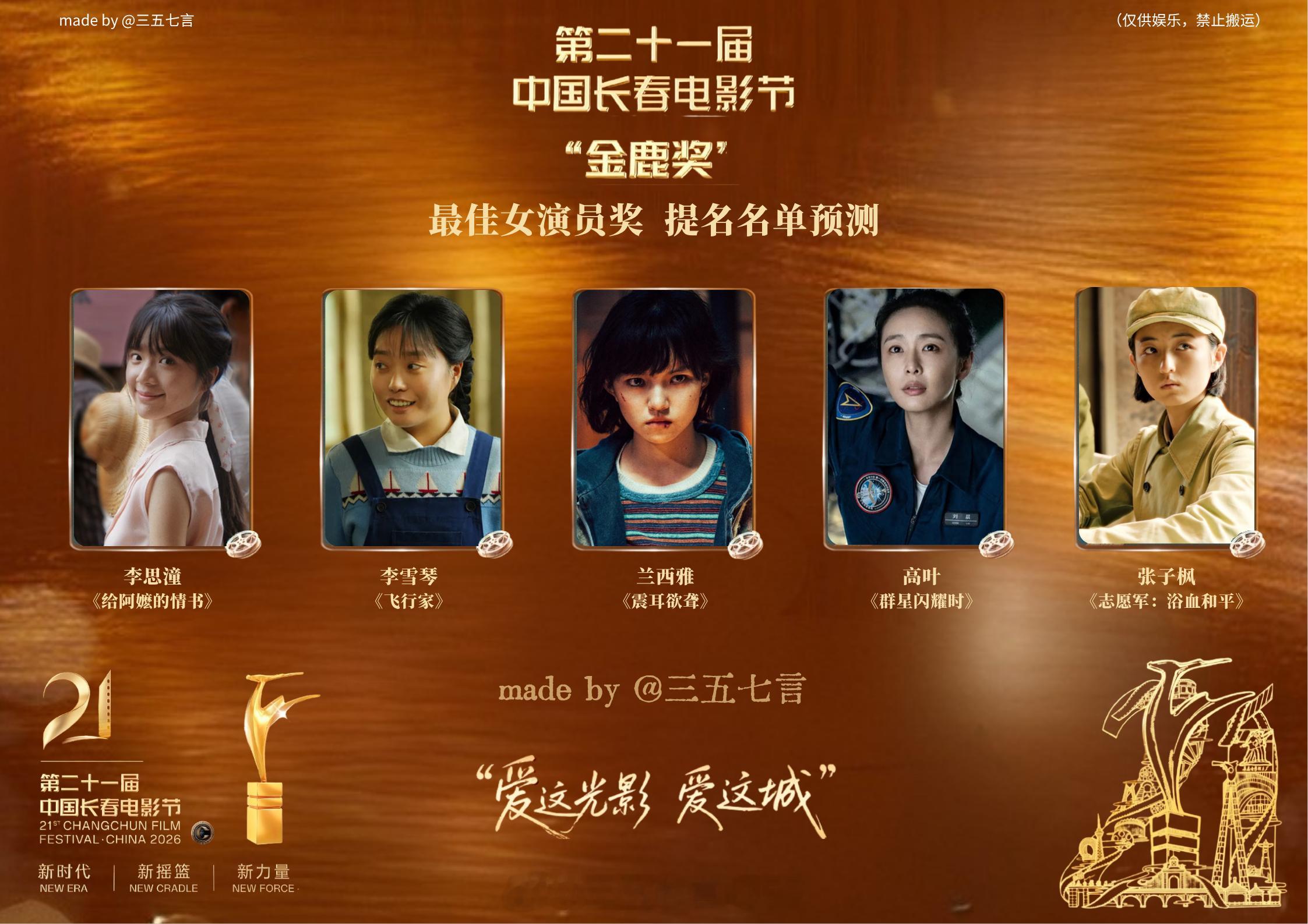 【第21届长春电影节金鹿奖提名预测】最佳女演员提名预测：李思潼《给阿嬷的情书》李