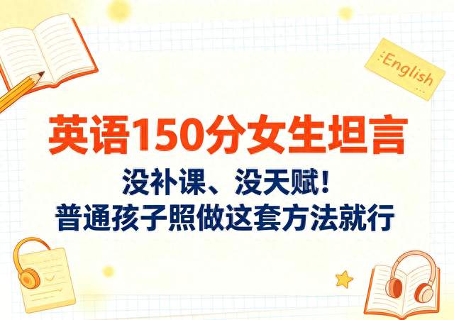 英语150分女生坦言：没补课、没天赋！普通孩子照做这套方法就行