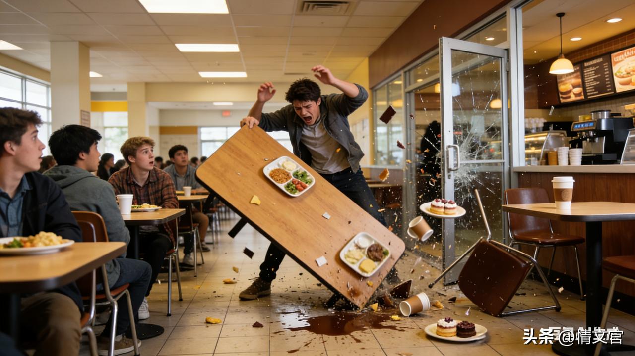 只因表白被拒，他在食堂疯狂打砸，人生彻底凉了！
 
谁能想到，一束鲜花、一次被拒