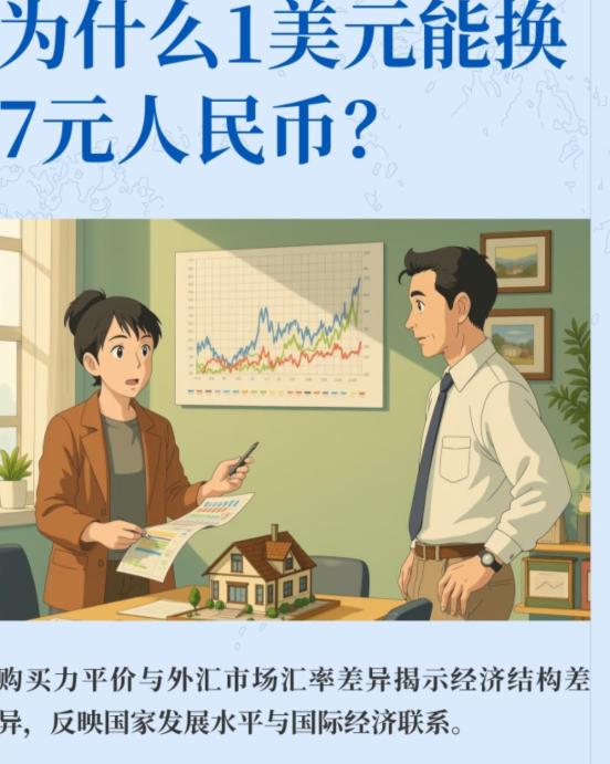 为什么美元实际购买力只有3-4元，却可以兑换7.2元?

经常有人疑惑：为啥1美