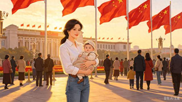 汪小菲幼子首过国庆，马筱梅带娃打卡天安门