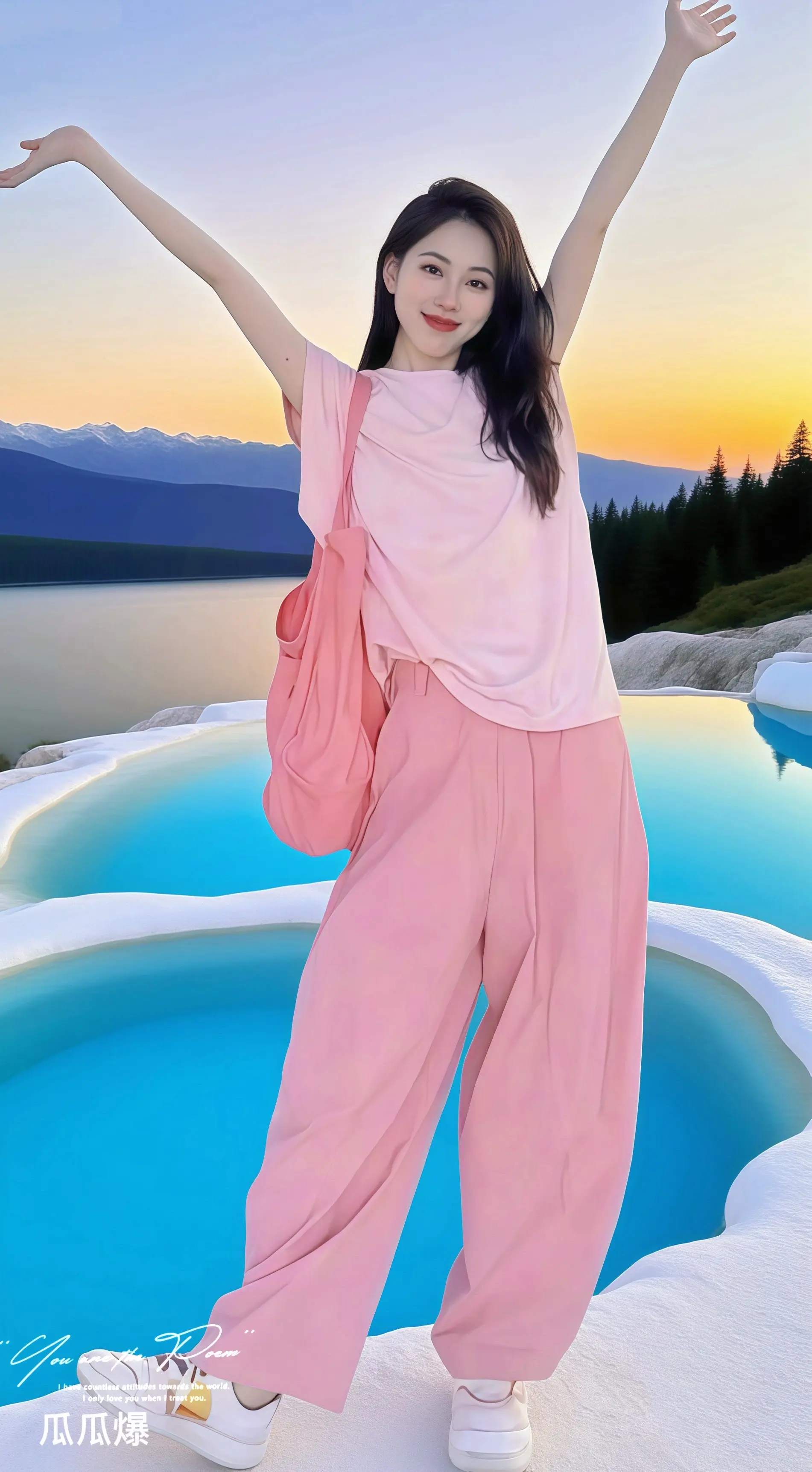 粉色多巴胺 夏天该有的样子 美不美你们说了算 夏日清爽穿搭  梨形身材穿搭