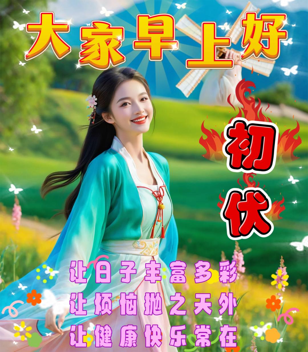 算准了时间，在初伏开始的时候送去祝福。祝你好运连连，身体健康，神采奕奕。所有的顺