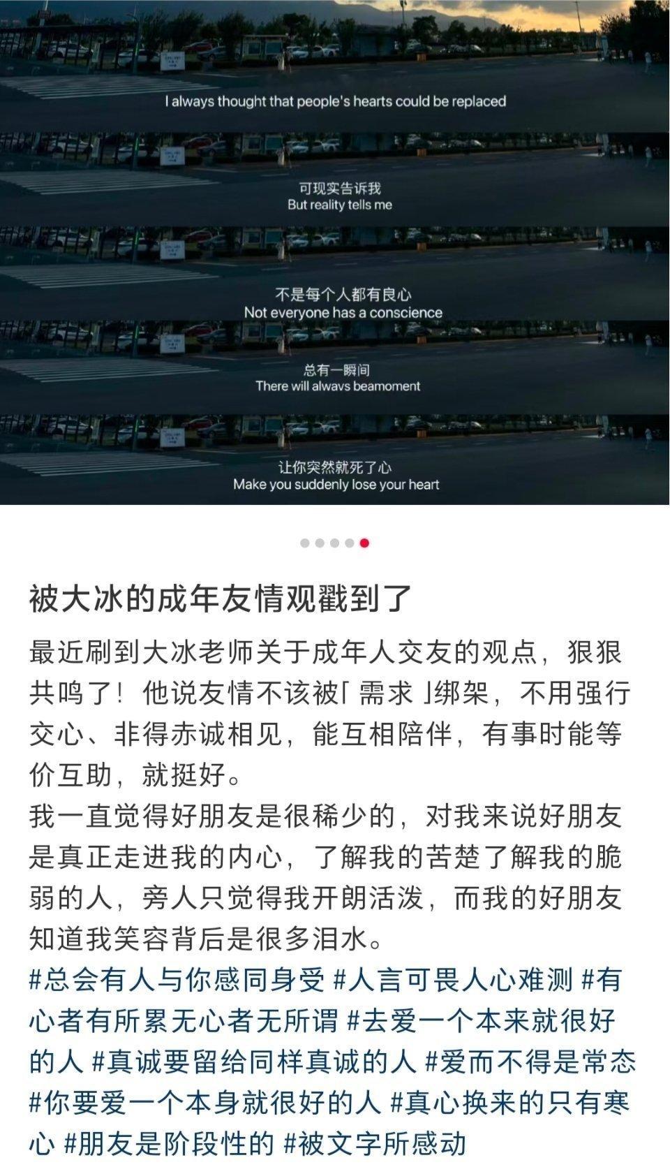 大冰对成年朋友关系的理解让我感触颇深。 ​​​