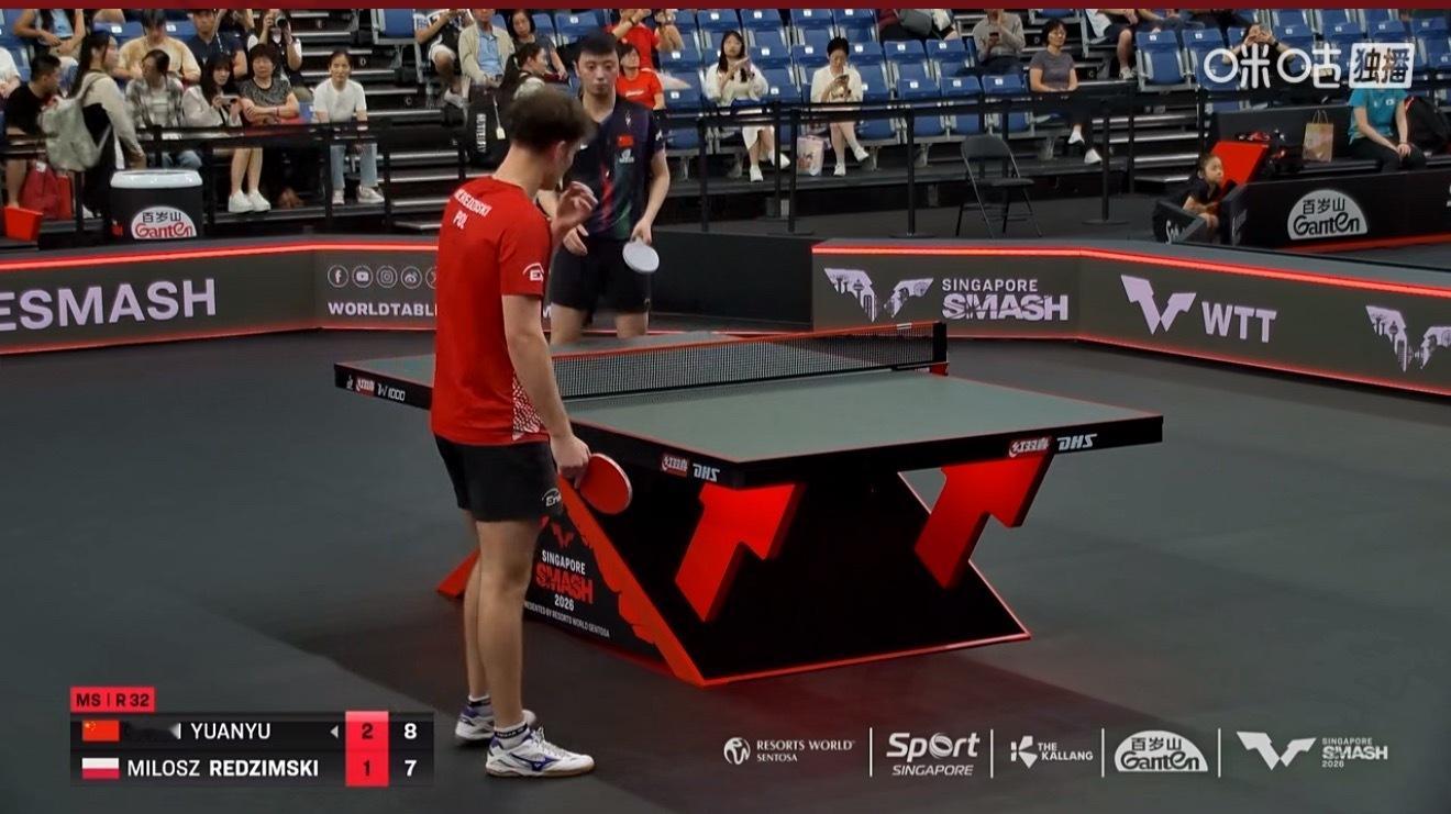 2026新加坡大满贯男子单打32-16陈垣宇3-1雷德兹姆斯基（11-7 10-