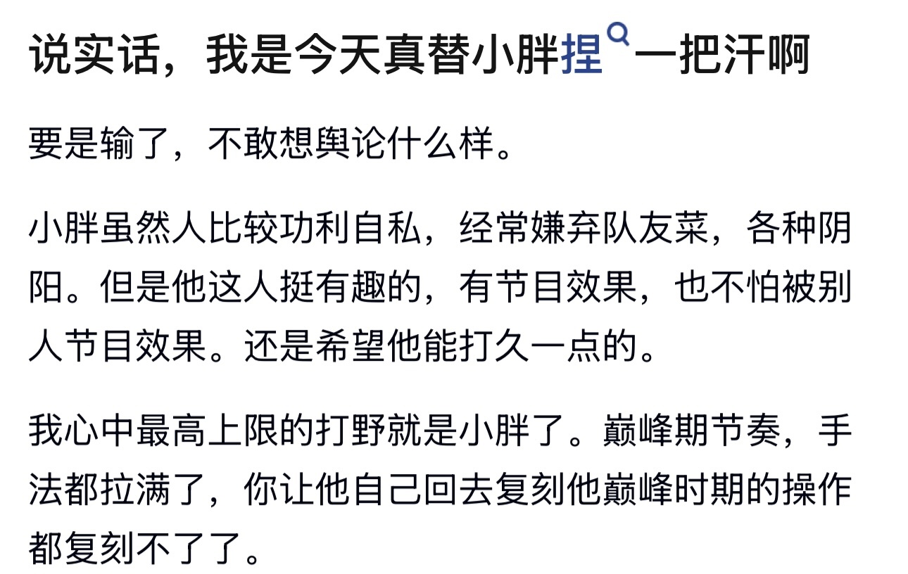 KPL k吧热议 替小胖捏一把汗：输了不敢想象舆论会如何 ​​​