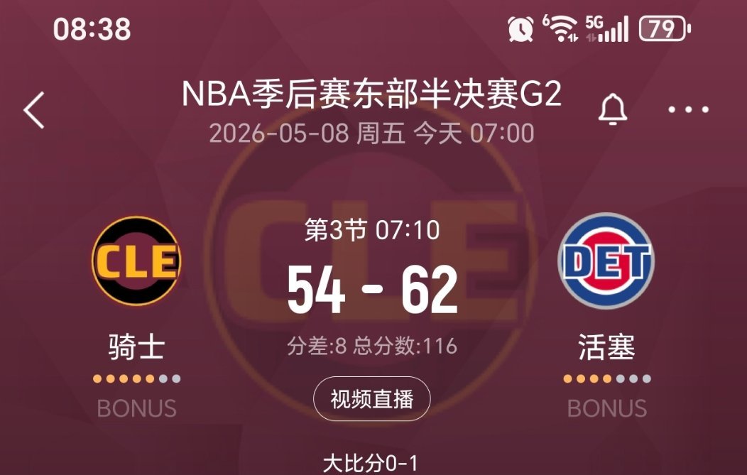 进入暂停，骑士落后8分！骑士vs活塞nba季后赛