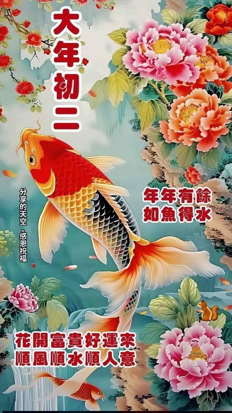 新年锦鲤图，富贵好运来，锦鲤跃龙门！