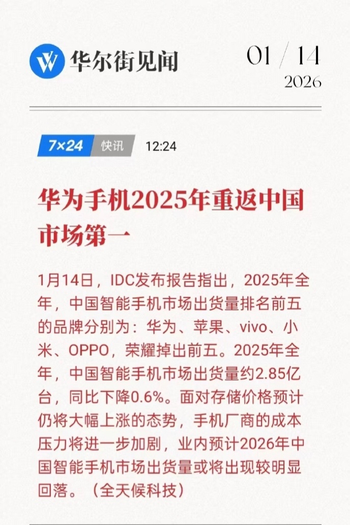 华为手机重返中国市场第一产能要是跟上的话，估计还得起飞，这还是已经跟荣耀分家的情