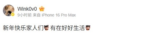 Wink发布祝福：新年快乐家人们 有在好好生活