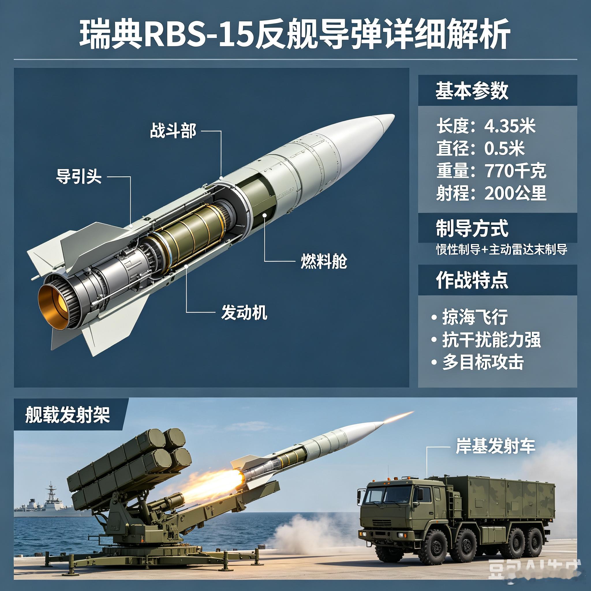 军事ai新视野ai热力追踪 瑞典 RBS‑15 反舰导弹（尔布斯‑15）全球武器